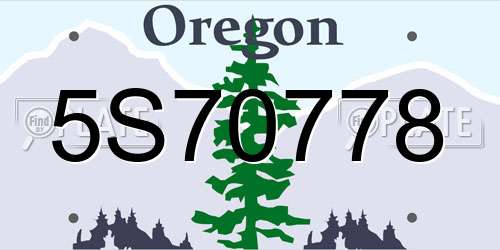 5S70778 Oregon License Plate
