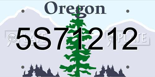 5S71212 Oregon License Plate