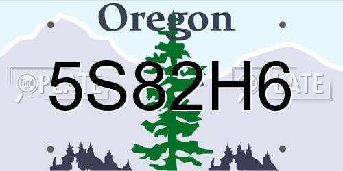 5S82H6 Oregon License Plate