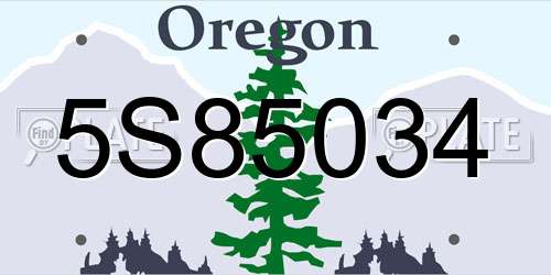 5S85034 Oregon License Plate