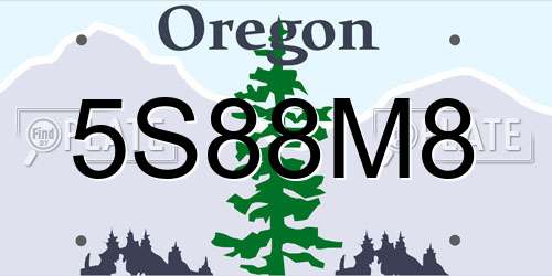 5S88M8 Oregon License Plate