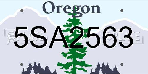 5SA2563 Oregon License Plate