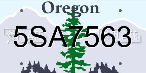 5SA7563 Oregon License Plate