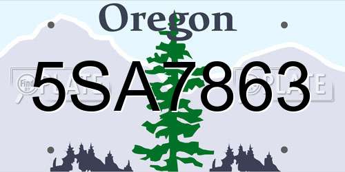 5SA7863 Oregon License Plate