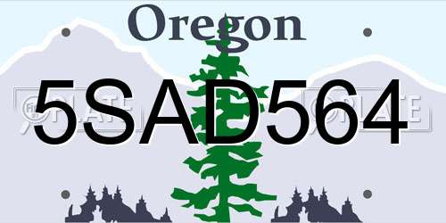 5SAD564 Oregon License Plate