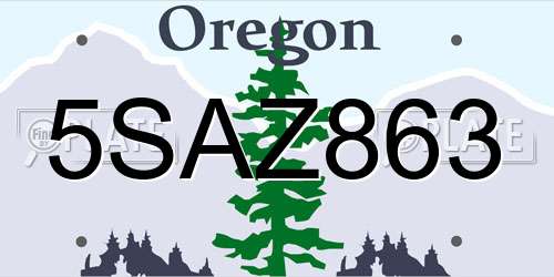 5SAZ863 Oregon License Plate