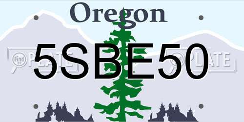 5SBE50 Oregon License Plate