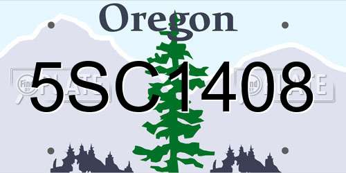 5SC1408 Oregon License Plate