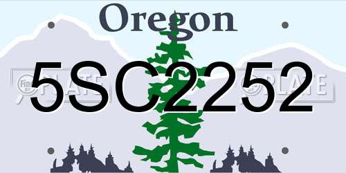 5SC2252 Oregon License Plate