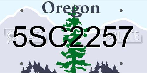 5SC2257 Oregon License Plate