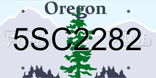 5SC2282 Oregon License Plate