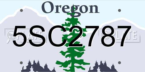 5SC2787 Oregon License Plate