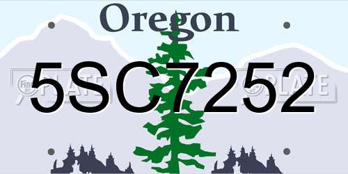 5SC7252 Oregon License Plate