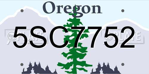 5SC7752 Oregon License Plate