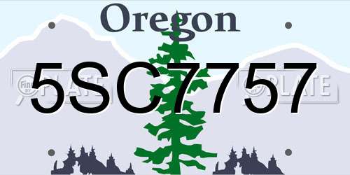 5SC7757 Oregon License Plate