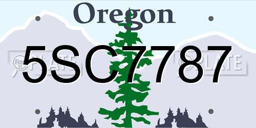 5SC7787 Oregon License Plate