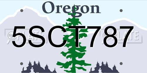 5SCT787 Oregon License Plate