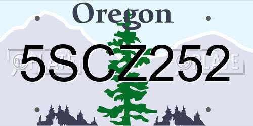 5SCZ252 Oregon License Plate