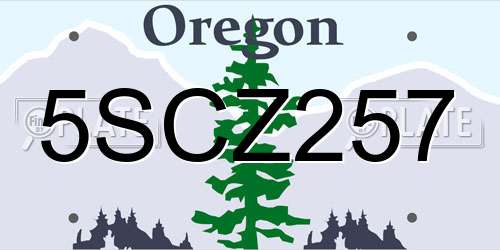 5SCZ257 Oregon License Plate