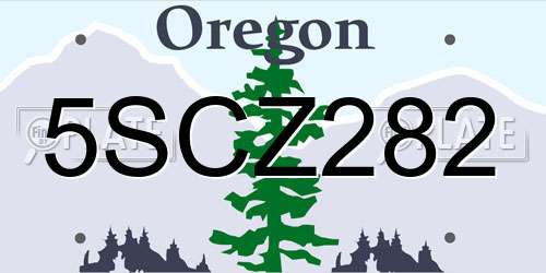 5SCZ282 Oregon License Plate