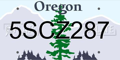 5SCZ287 Oregon License Plate