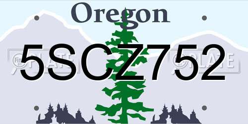 5SCZ752 Oregon License Plate