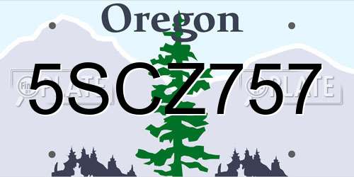 5SCZ757 Oregon License Plate