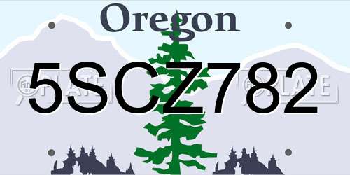 5SCZ782 Oregon License Plate