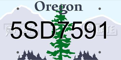 5SD7591 Oregon License Plate