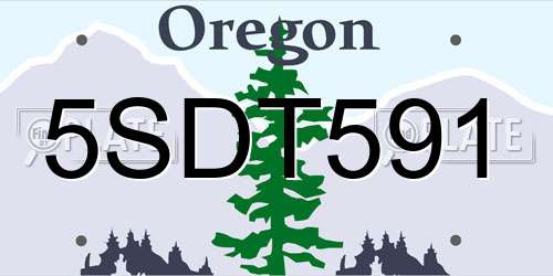 5SDT591 Oregon License Plate