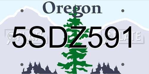 5SDZ591 Oregon License Plate