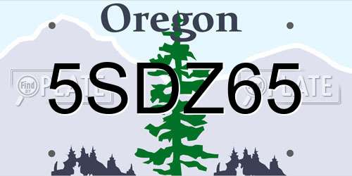 5SDZ65 Oregon License Plate