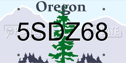 5SDZ68 Oregon License Plate