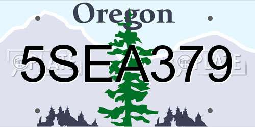 5SEA379 Oregon License Plate
