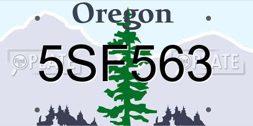 5SF563 Oregon License Plate