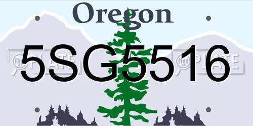 5SG5516 Oregon License Plate