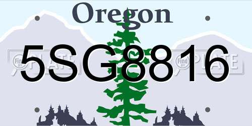 5SG8816 Oregon License Plate
