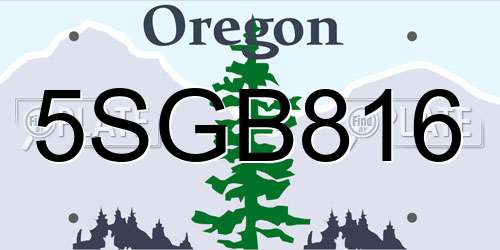 5SGB816 Oregon License Plate