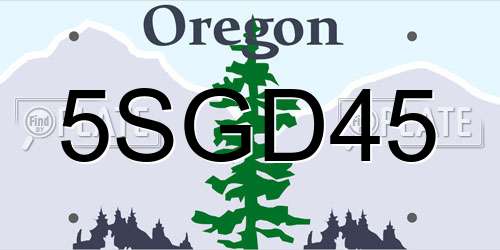 5SGD45 Oregon License Plate