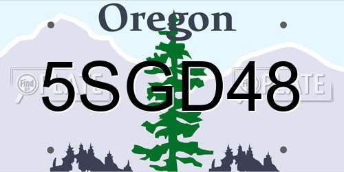 5SGD48 Oregon License Plate