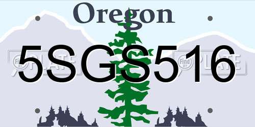 5SGS516 Oregon License Plate