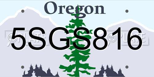 5SGS816 Oregon License Plate