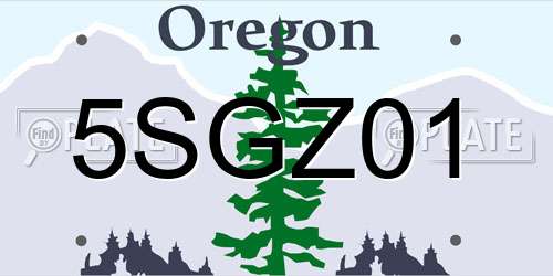 5SGZ01 Oregon License Plate