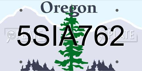 5SIA762 Oregon License Plate