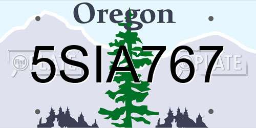5SIA767 Oregon License Plate