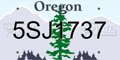 5SJ1737 Oregon License Plate
