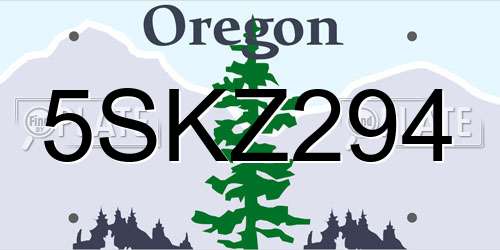 5SKZ294 Oregon License Plate