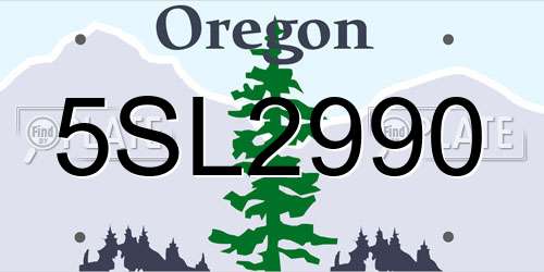 5SL2990 Oregon License Plate