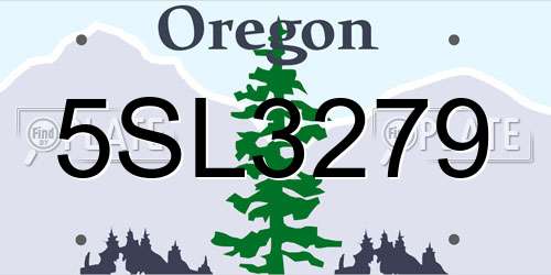 5SL3279 Oregon License Plate