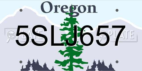 5SLJ657 Oregon License Plate